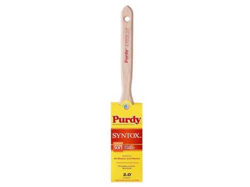 The Purdy® Syntox™ Flat Woodcare Brush gives a superior, ultra-smooth finish on wood which is so glossy and shiny it looks polished. The bristles are designed to mimic natural ox-hair brushes so have the same benefits but last five-times longer. It works best with stains, varnishes, oils or anything to leave a clear finish as well as water and solvent-based finishes.Specifications:Material: Chinex & Nylon blend synthetic filaments.Handle: Thin Rattail.Ferrule: Round edge.Care Instructions:Remove excess paint with the Purdy Brush and Roller Cleaner before rinsing your brushes in cleaning liquid.This single Purdy® Syntox™ Flat Woodcare Brush is sized at 50mm (2in).