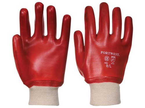 PWT A400 Red PVC Knitwrist Gloves - L (Size 9)