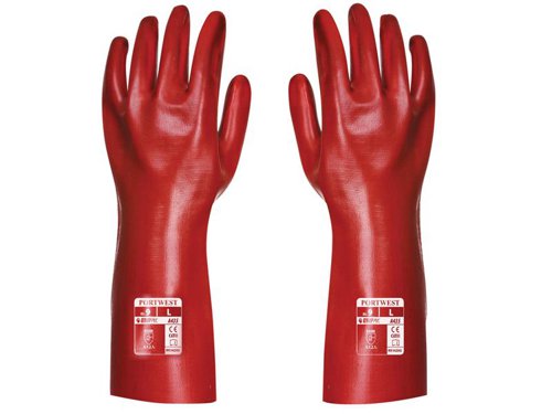 PWT A435 Red PVC Gauntlets 35cm - XL (Size 10)