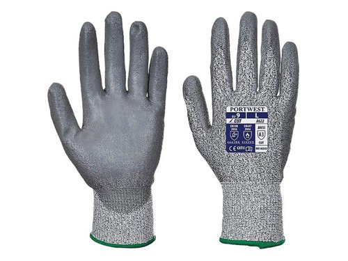 PWT A622 MR Cut PU Palm Gloves Grey - L (Size 9)