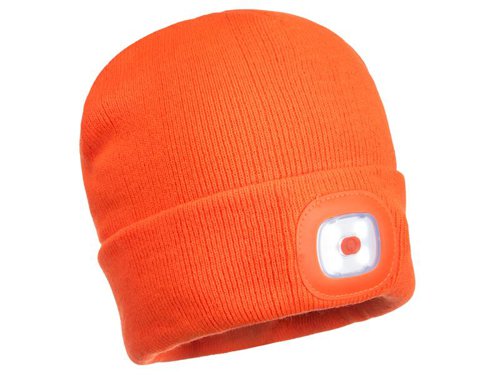 PWT B028 Rechargeable Twin LED Beanie Hat Orange - One Size
