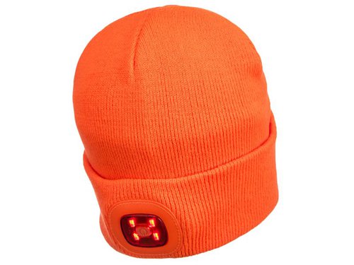 PWT B028 Rechargeable Twin LED Beanie Hat Orange - One Size