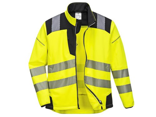 PWT T402 Hi-Vis Yellow/Black Softshell Jacket - L (42-44in)