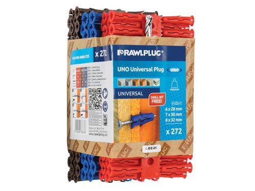 Rawlplug Mixed UNO® Plugs (Pack 272) + Drill Bit