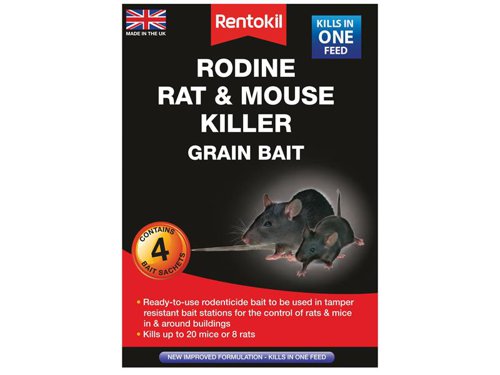 RKLPSMR12 Rentokil Rodine Rat & Mouse Killer Grain Bait (Sachets 4)