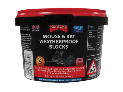 RKLPSMR41 Rentokil Rat & Mouse Weatherproof Blocks (Tub of 5)