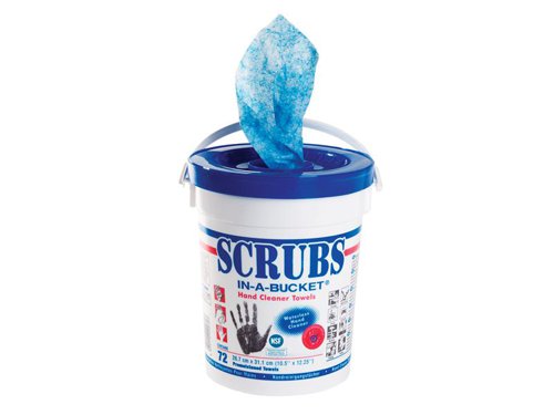 ROCOL NSF SCRUBS Hand Wipes are proven to remove the toughest dirt, grease and grime from hands, tools and surfaces. The citrus-based formula is combined with a tough, textured towel to loosen, dissolve and absorb dirt and grease leaving your hands truly clean. Dermatologically tested with added skin conditioner. Supplied in an easy-to-carry, durable bucket.The most effective waterless hand cleaning wipe in the world. No Soap, No Water, No Problem!NSF registered, C1 cleaning category.