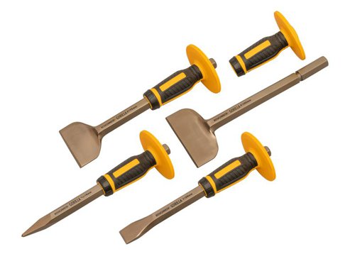 ROU31934 Roughneck Bolster & Chisel Set with Non-Slip Guards, 4 Piece