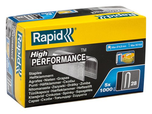 Rapid 28/10 10mm DP x 5m Galvanised Staples (Box 1000 x 5)