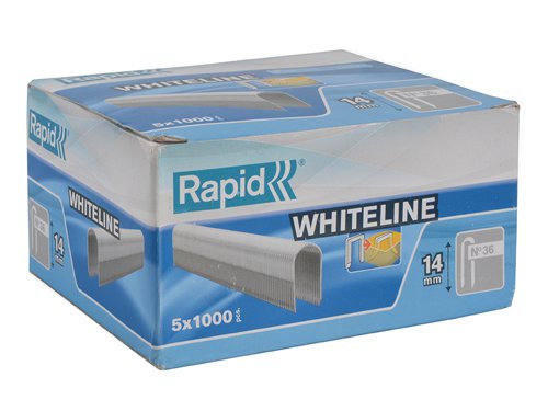 Rapid 36/14 14mm DP x 5m White Staples (Box 1000 x 5)
