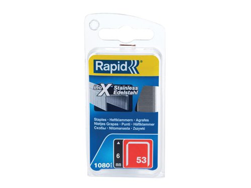 Rapid 53/6B 6mm Stainless Steel Fine Wire Staples (Box 1080)