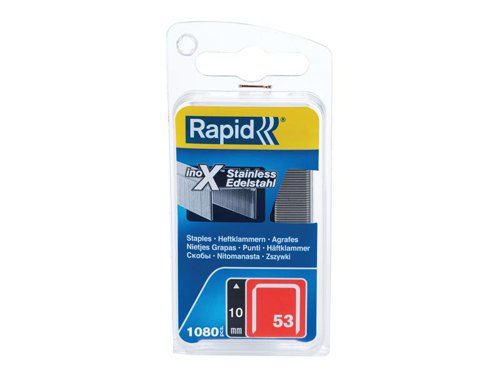 Rapid 53/10B 10mm Stainless Steel Fine Wire Staples (Box 1080)