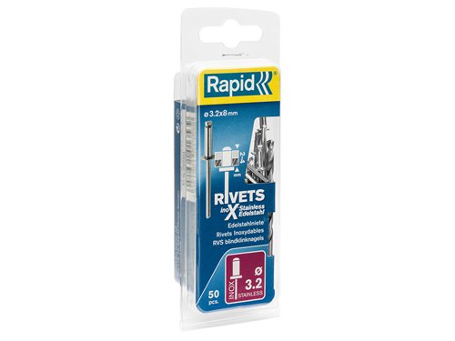 Rapid Stainless Steel Rivets 3.2 x 8mm Blister of 50
