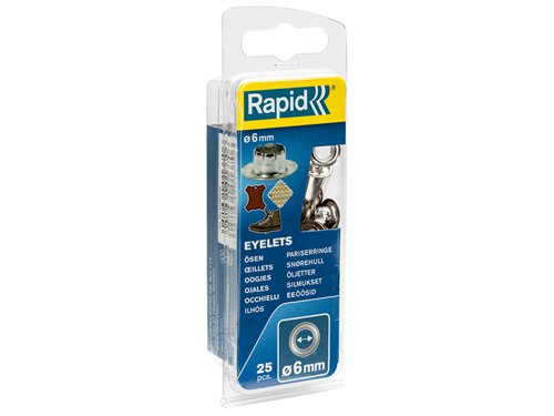 RPD5000410 Rapid Eyelets 6mm Pack of 25 + Assembly Tools