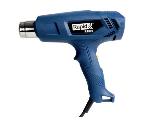 The Rapid R1600 Hot Air Gun is suitable for all kinds of light DIY and home jobs such as defrosting freezers, waxing skis, removing stickers and much more. It features two airflow levels with a temperature range of 400-550°C, overheating protection and a stable workbench position for hands-free work.Specifications:Input Power: 1,600W.Temperature Range: 400-550°C.Airflow: 300 L/min.