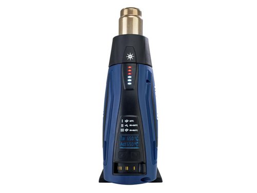 The Rapid R2200-LCD Hot Air Gun has an LCD screen to allow for accurate temperature setting in increments of 10°C, from 50°C up to 650°C. This level of precision allows for effective use for the most demanding tasks on a wide variety of materials while reducing the risk of damage.Reaches the desired operating temperature quickly, optimising working efficiency. Overheating protection and a residual heat indicator enable safe handling after use, whilst LED lights guide to airflow and temperature settings. A highly stable base for desk or workbench operation and ergonomic, soft grip handles make the gun easy and comfortable to use.Supplied in a handy protective storage and transport case which includes a Quick Start Guide which helps you use the tool correctly.Specifications:Input Power: 2,200W.Temperature Settings: 50-650°C.Airflow: 250-500 L/min.