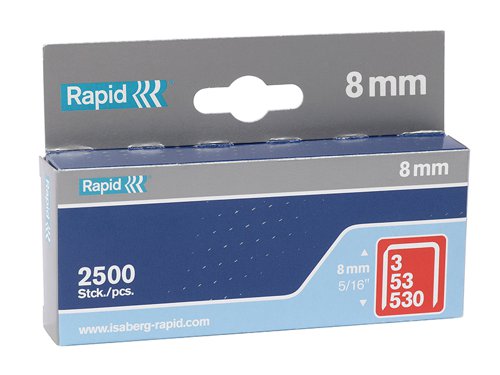 Rapid 53/8B 8mm Galvanised Staples (Box 2500)