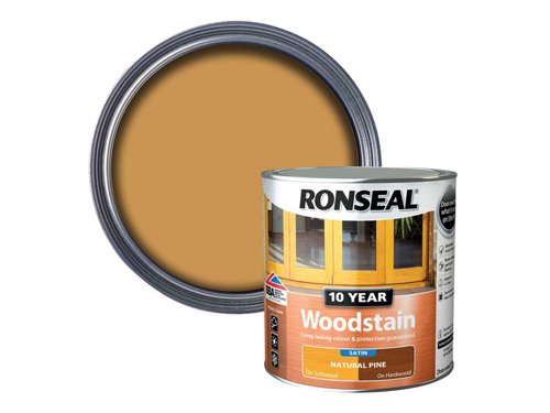 Ronseal 10 Year Woodstain offers the best protection against the weather, leaving your wood looking great for 10 years. You don't need to use any base coats or primers. It won't flake or peel. BBA approved.Suitable for all smooth planed exterior wood. Not suitable for decking.Specification:Drying Time: 1 hourCoverage: 18m² per litreThis Ronseal 10 Year Woodstain has the following specification:Colour: Natural PineSize: 750mlDrying Time: 1 hourCoverage: 18m²/L