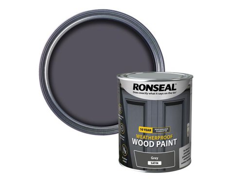 Ronseal 10 Year Weatherproof 2-in-1 Primer & Wood Paint protects your exterior wood for up to 10 years. You don’t need a primer either, so you can get the job done quickly and you won’t have to do it again anytime soon.Guaranteed not to crack, peel or blister for 10 years. Weatherproof in one hour. Paints up to 12m2 per litre.This Ronseal 10 Year Weatherproof Wood Paint has the following specification:Colour & Finish: Grey SatinSize: 750ml