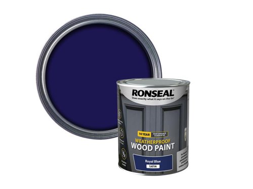 Ronseal 10 Year Weatherproof Wood Paint Royal Blue Satin 750ml