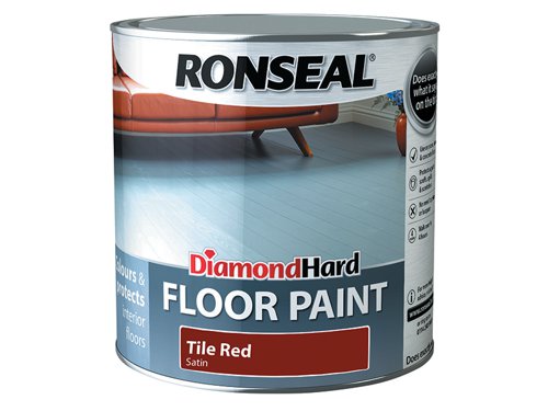 Ronseal Diamond Hard Floor Paint Satin Tile Red 2.5 litre