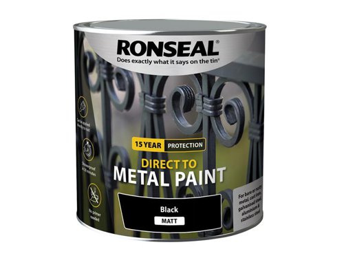 Ronseal Direct to Metal Paint Black Matt 2.5 litre