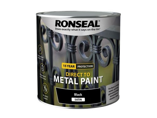 Ronseal Direct to Metal Paint Black Satin 2.5 litre