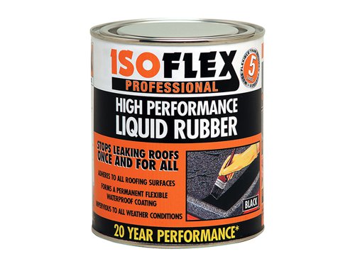 Isoflex High-Performance Liquid Rubber has an advanced formulation which forms a permanent, flexible, waterproof coating for roofs.It has 5 x greater flexibility than conventional bitumen coatings, providing extremely long lasting protection. Its tough, durable coating will not crack, perish or peel and can be used on virtually all roofing surfaces.- Adheres to virtually all roofing surfaces. - 20 Year Performance with correct preparation and application. - Impervious to all weather conditions.- Forms a permanent flexible waterproof coating.Available in 3 Sizes.Colour: Black.2.1 litre