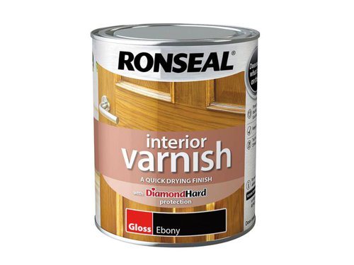RSLIVGEB750 Ronseal Interior Varnish Quick Dry Gloss Ebony 750ml