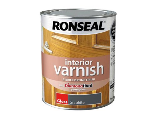 RSLIVGGR750 Ronseal Interior Varnish Quick Dry Gloss Graphite 750ml
