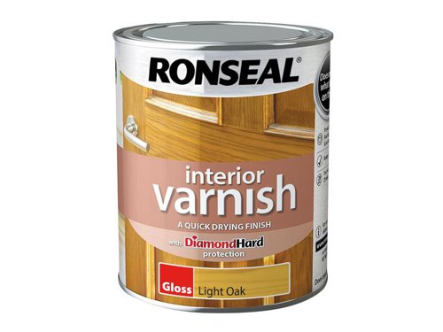 RSLIVGLO750 Ronseal Interior Varnish Quick Dry Gloss Light Oak Gloss 750ml