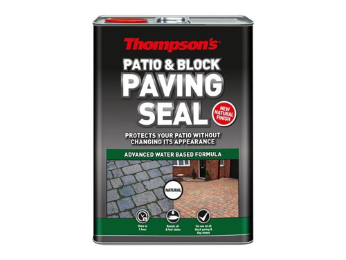 The Thompson's Patio & Block Paving Seal protects and seals patios from the weather in just one hour. The powerful formula will resist algae growth and protects against oil and fuel stains. Our Natural finish leaves a barely there finish, so your patio is protected without leaving a sheen.Suitable for use on: granite, limestone and sandstone block paving and flag stones.1 x Thompson's Patio & Block Paving Seal Natural 5 litre