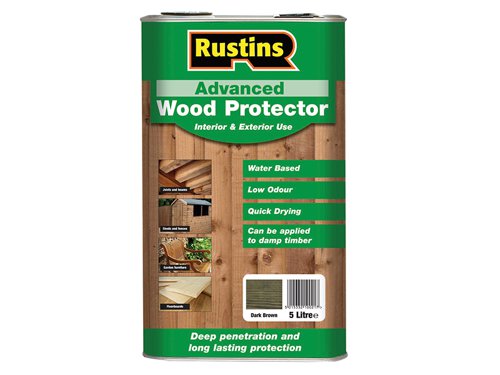 RUSAWPDB5L Rustins Advanced Wood Preserver Dark Brown 5 litre