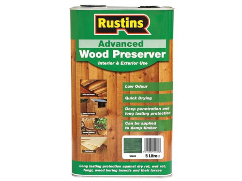 RUSAWPGR5L Rustins Advanced Wood Preserver Green 5 litre