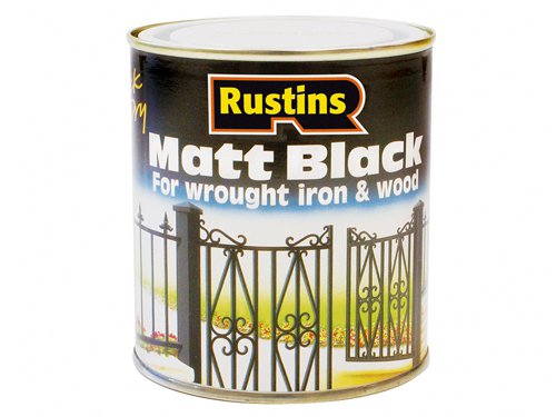 RUSBM1L Rustins Matt Black Paint Quick Drying 1 Litre