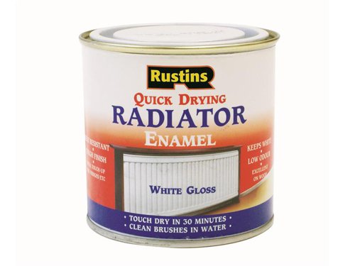 Rustins Quick Dry Radiator Enamel Paint Gloss White 250ml