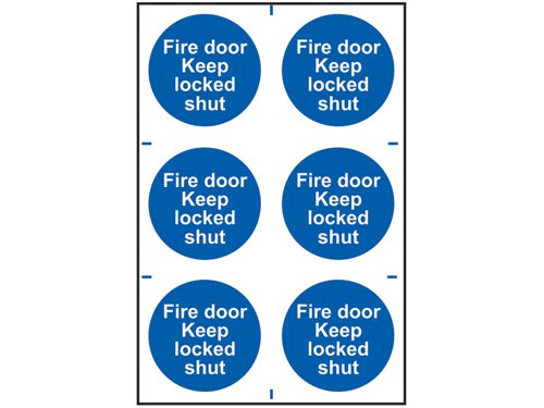 SCA Fire Door Keep Locked Shut - 6 PVC Signs 100 x 100mm