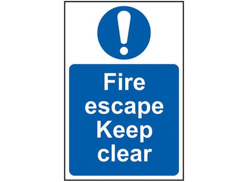 SCA Fire Escape Keep Clear - PVC Sign 200 x 300mm