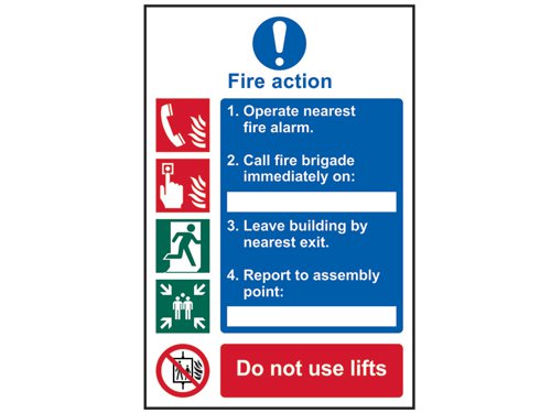 SCA Fire Action Procedure, Style 1 - PVC Sign 200 x 300mm