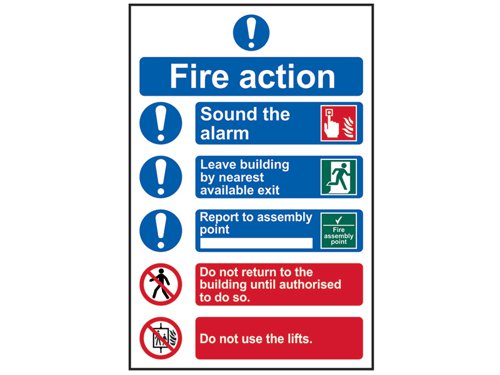 SCA Fire Action Procedure, Style 2 - PVC Sign 200 x 300mm