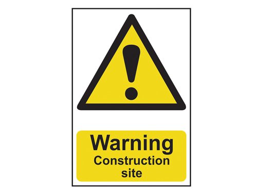 SCA0958 Scan Warning Construction Site - PVC Sign 200 x 300mm