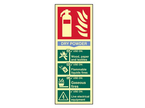 SCA1593 Scan Fire Extinguisher Composite - Dry Powder - Photoluminescent 75 x 200mm