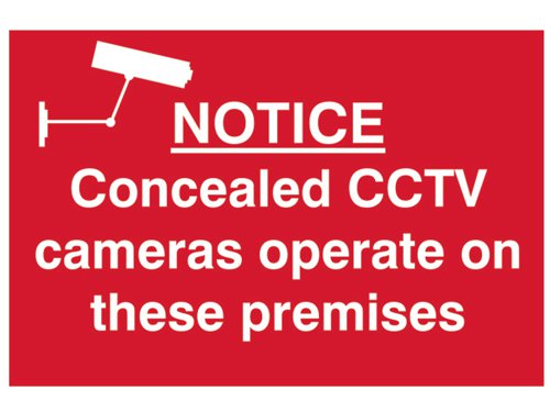 SCA Notice Concealed CCTV Camera - PVC Sign 300 x 200mm