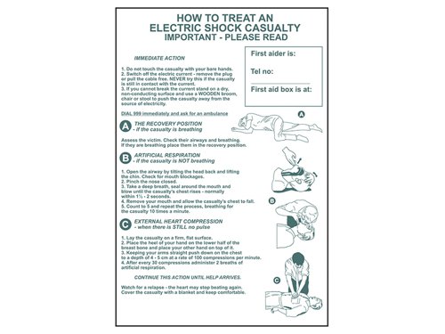 SCA How To Treat An Electric Shock Casualty - PVC Sign 400 x 600mm