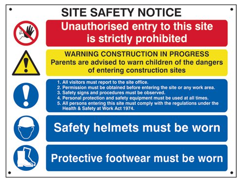 SCA Composite Site Safety Notice - FMX Sign 800 x 600mm