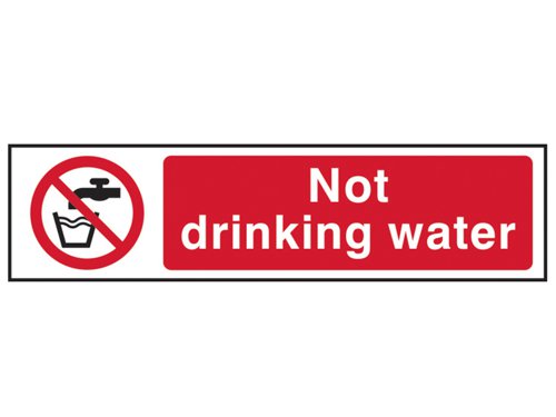 This SCAN Sign is made from 1mm thick, durable PVC. It's aggressive water-based adhesive enables the sign to easily stick on to and remain on any wall. Printed with UV resistant inks, which resist fading. It is easy to read with clear instruction and illustration.Complies with BS5499 and/or ISO 7010 design criteria where applicable. Helps limit company liability should accident occur.Specification:Size: 200 x 50mmMessage: 'Not drinking water'