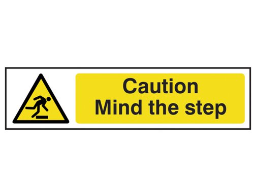 SCA5109 Scan Caution Mind The Step - PVC Sign 200 x 50mm