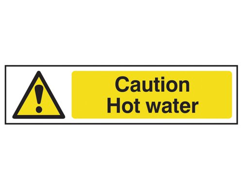 SCA5116 Scan Caution Hot Water - PVC Sign 200 x 50mm