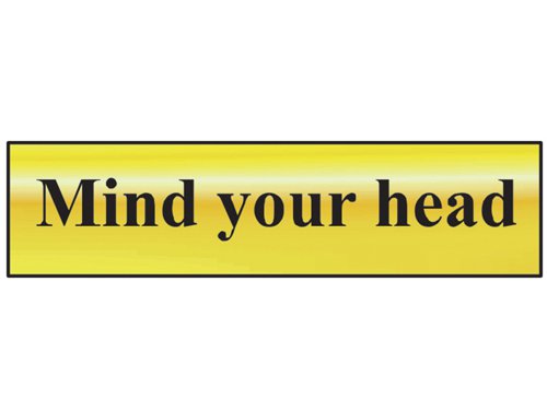 SCA6030 Scan Mind Your Head - Polished Brass Effect 200 x 50mm