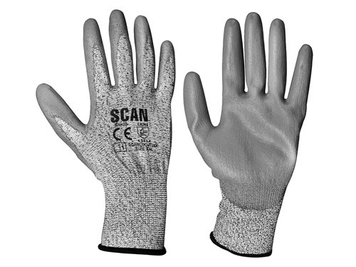 Scan Grey PU Coated Cut 3 Gloves - XXL (Size 11)